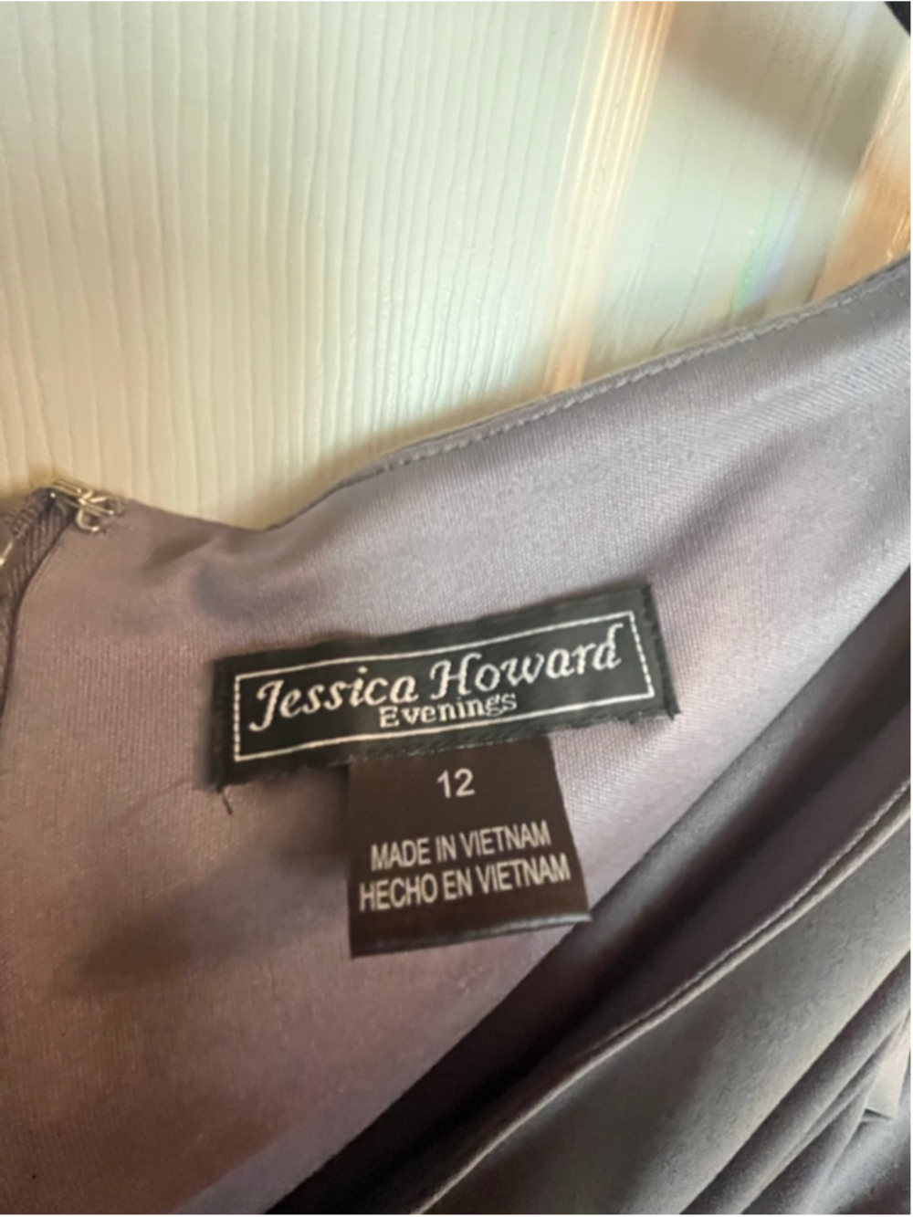 Jessica Howard Silver Dress 12 Folded Cuff Portrait Collar Wedding Formal - Picture 5 of 5